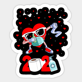 Dabbing Heart In A Mask Funny Valentines Design Sticker